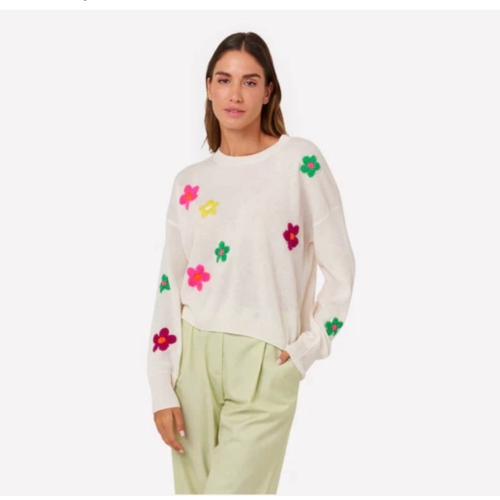 Brodie Cashmere Floral Flower Sweater S